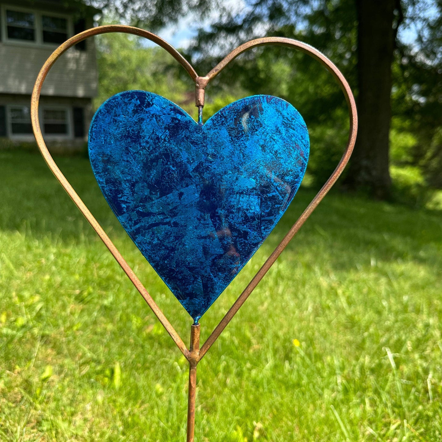 Happy Gardens - Blue Heart Disc Garden Stake