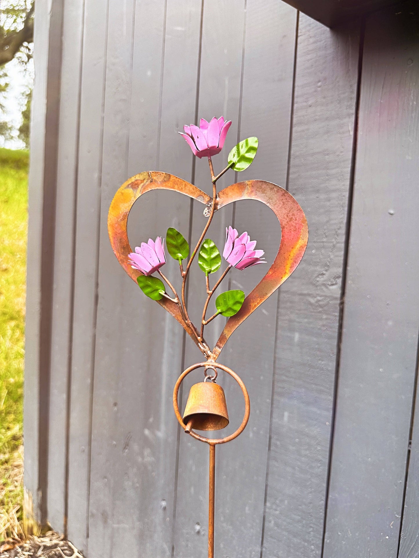 Happy Gardens - Flowers on Heart Garden Stake