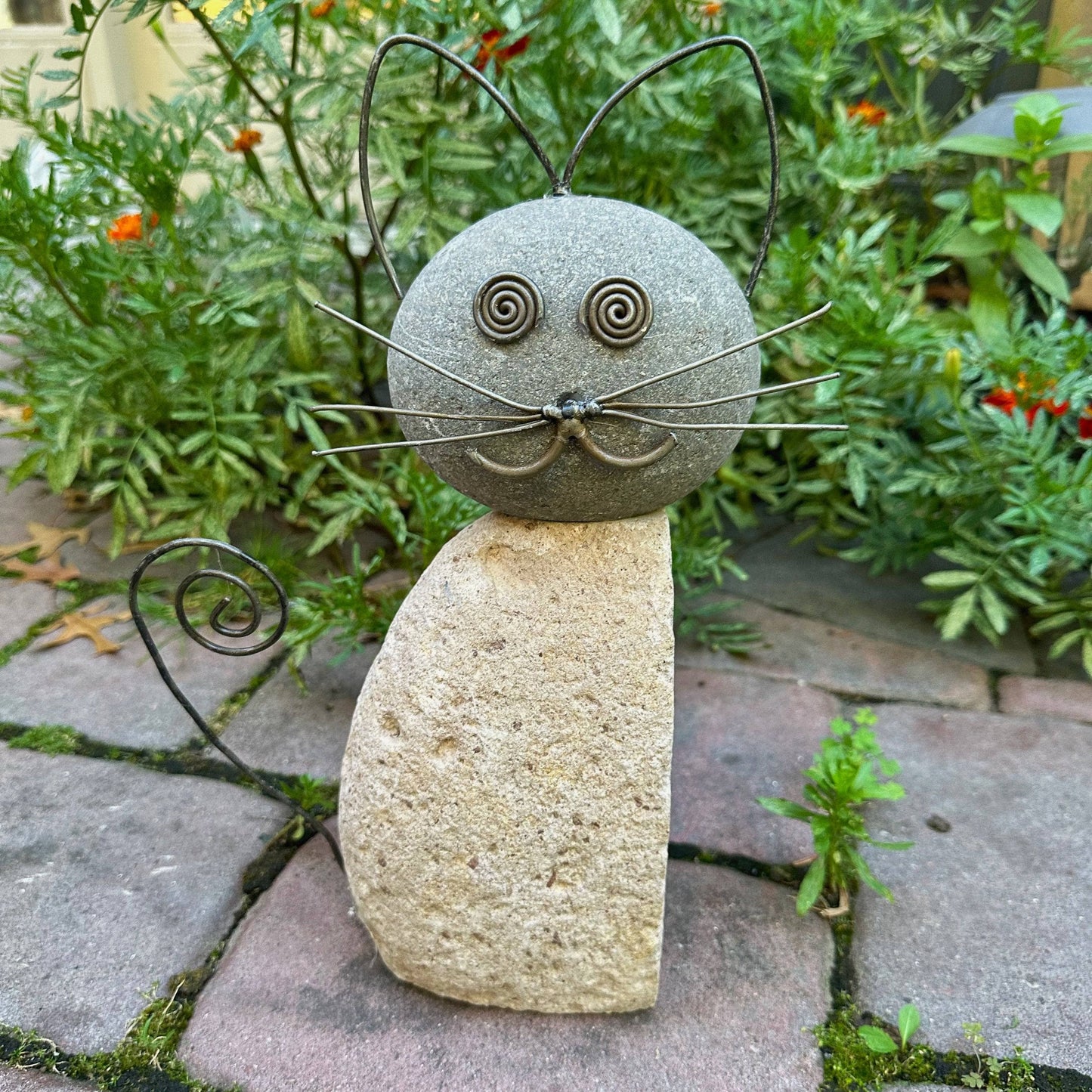 Happy Gardens - Whiskered Cat Garden Statue