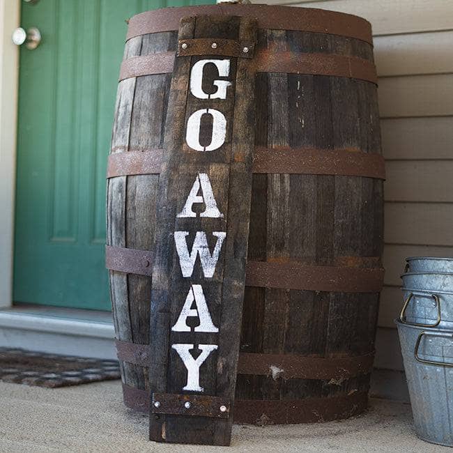 Whiskey Barrel Porch Sign - Happy Gardens