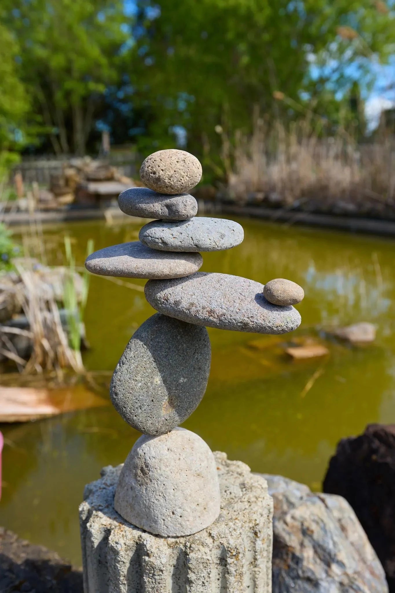 Happy Gardens - 8 Stone Cairn Garden Statue
