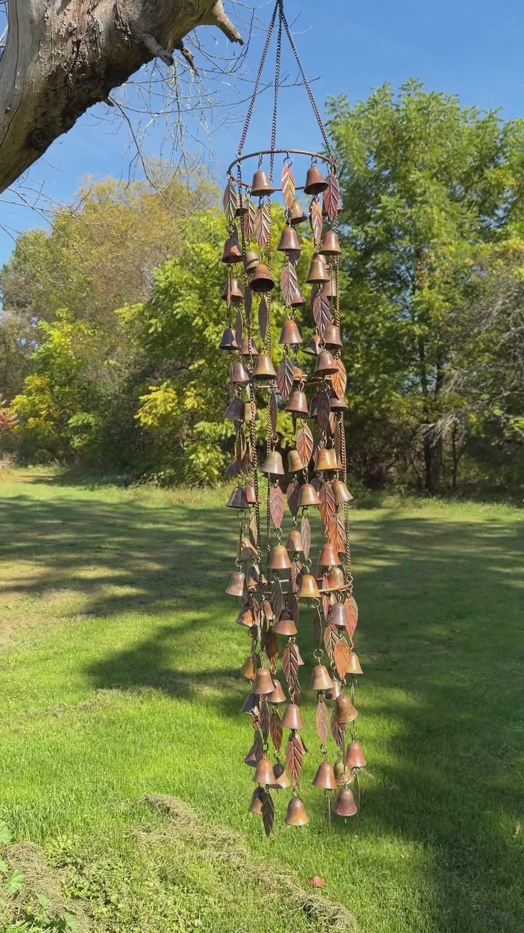 Triple Tiered Bells and Leaves Wind Chime - Happy Gardens