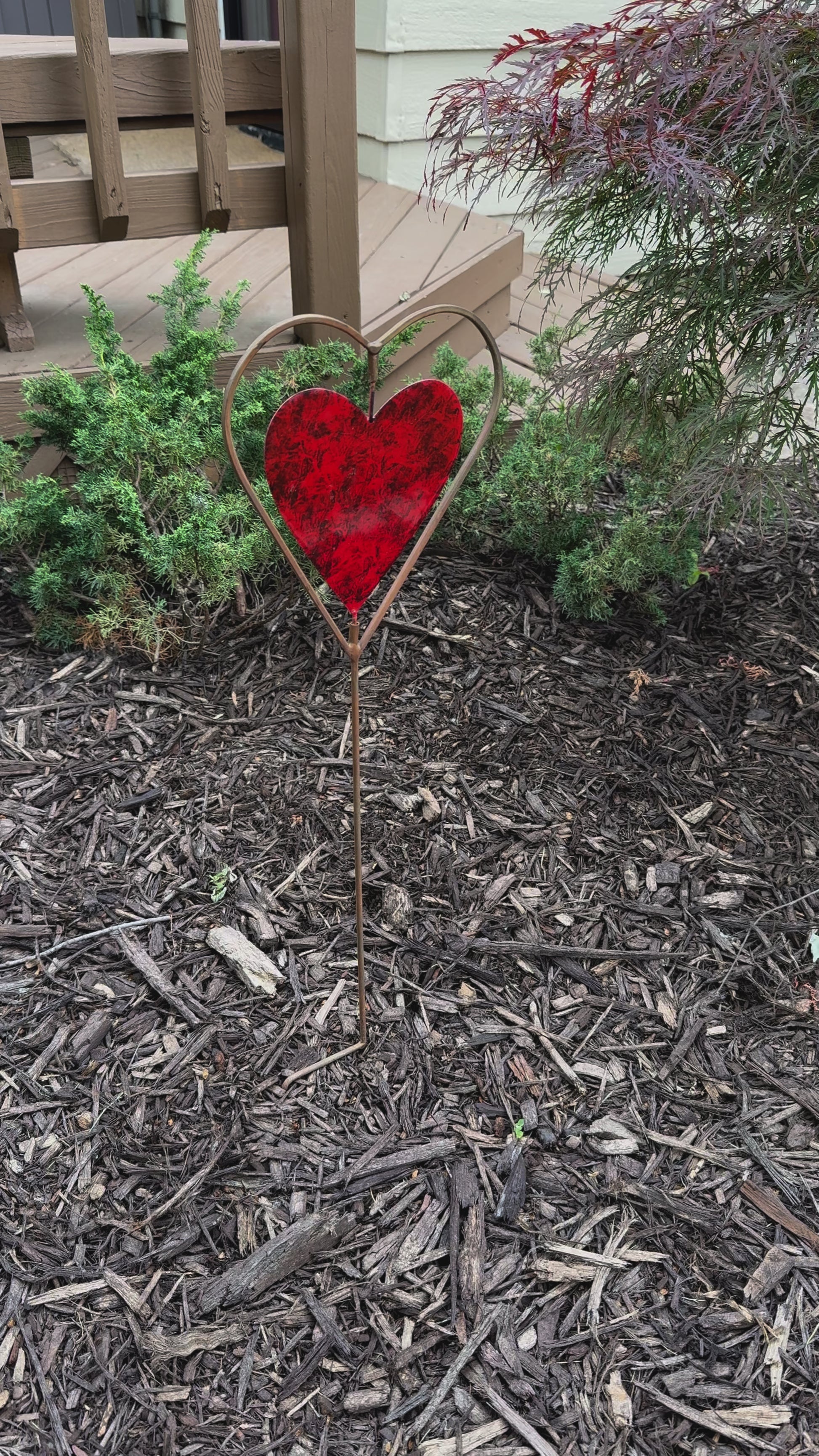 Happy Gardens - Red Heart Disc Garden Stake