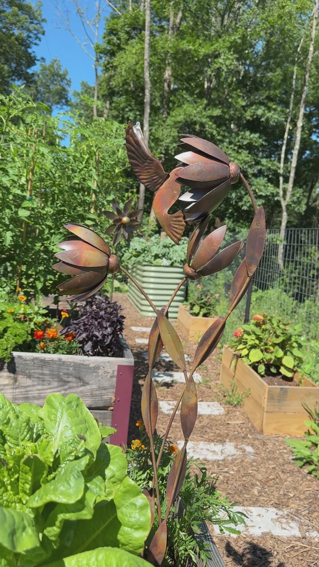 Happy Gardens - Hummingbird Floral Garden Stake