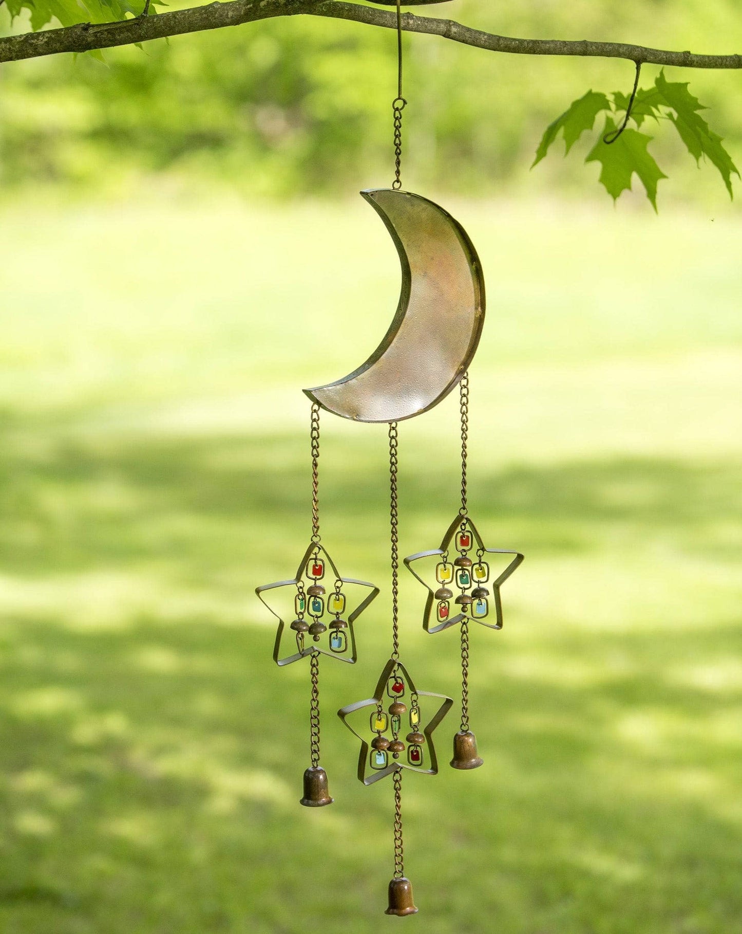 Happy Gardens - Moon and Stars w/Dangles Wind Chime