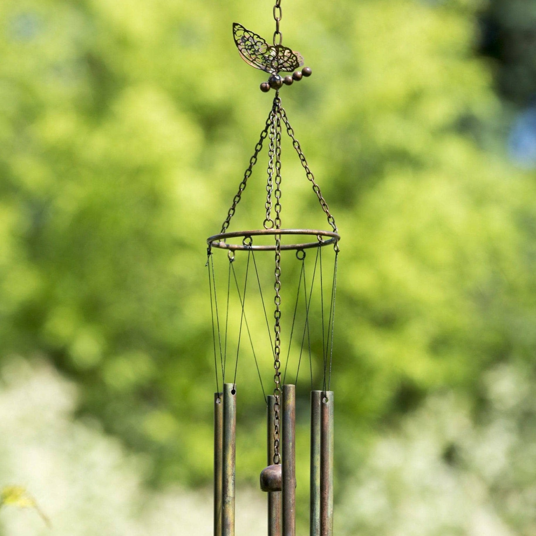 Hanging Butterfly Pipes Wind Chime - Happy Gardens