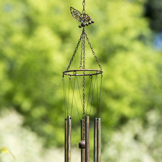 Hanging Butterfly Pipes Wind Chime - Happy Gardens