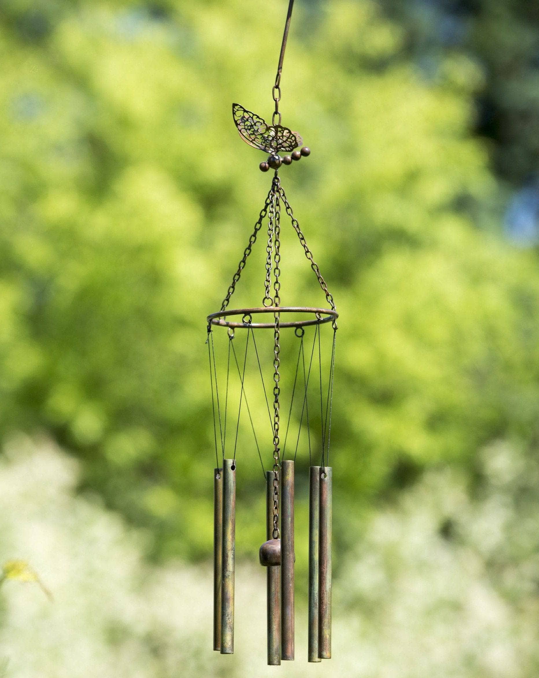 Hanging Butterfly Pipes Wind Chime - Happy Gardens