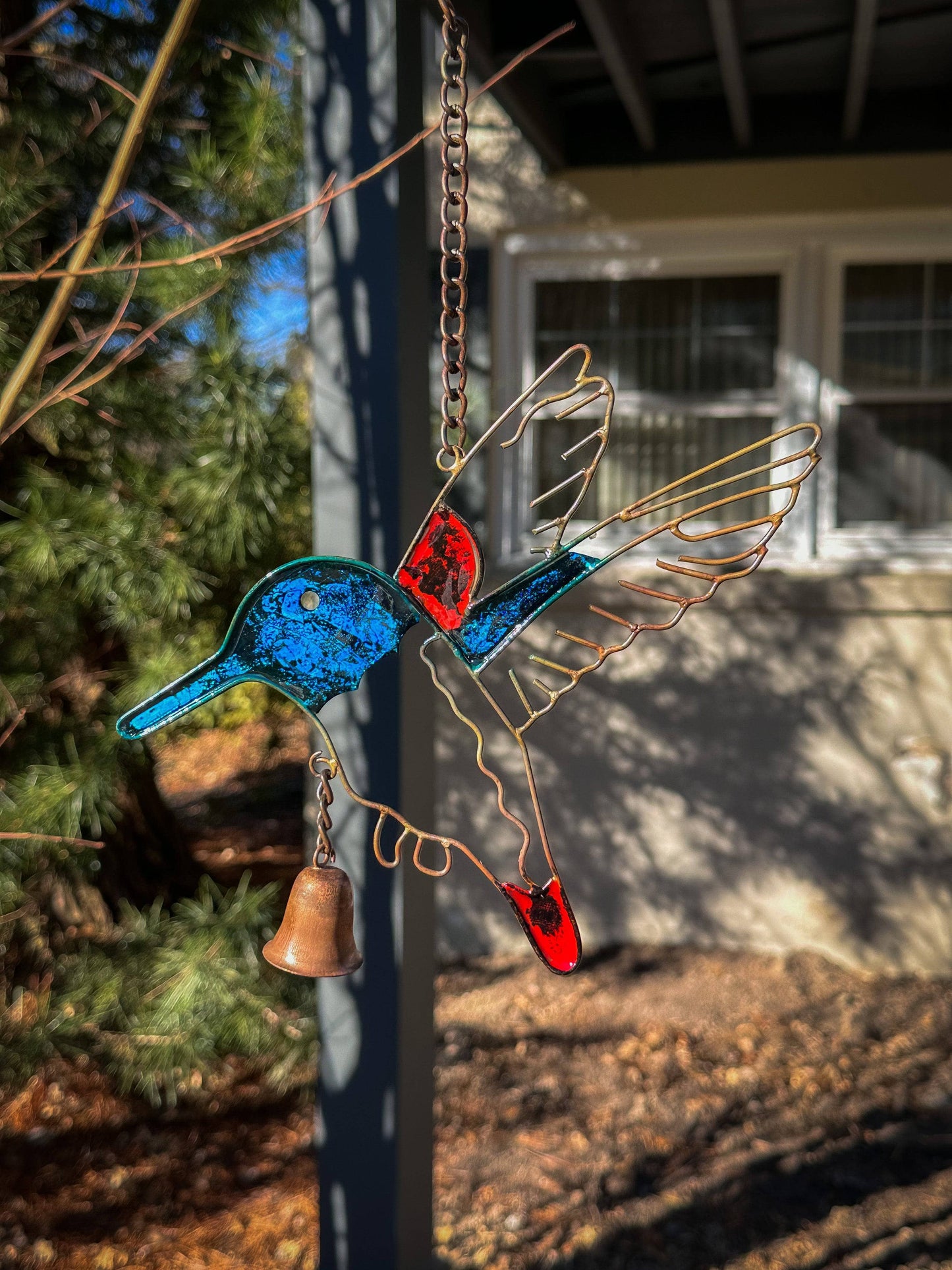 Hummingbird Multicolor Hanging Ornament-Ornaments-Happy Gardens