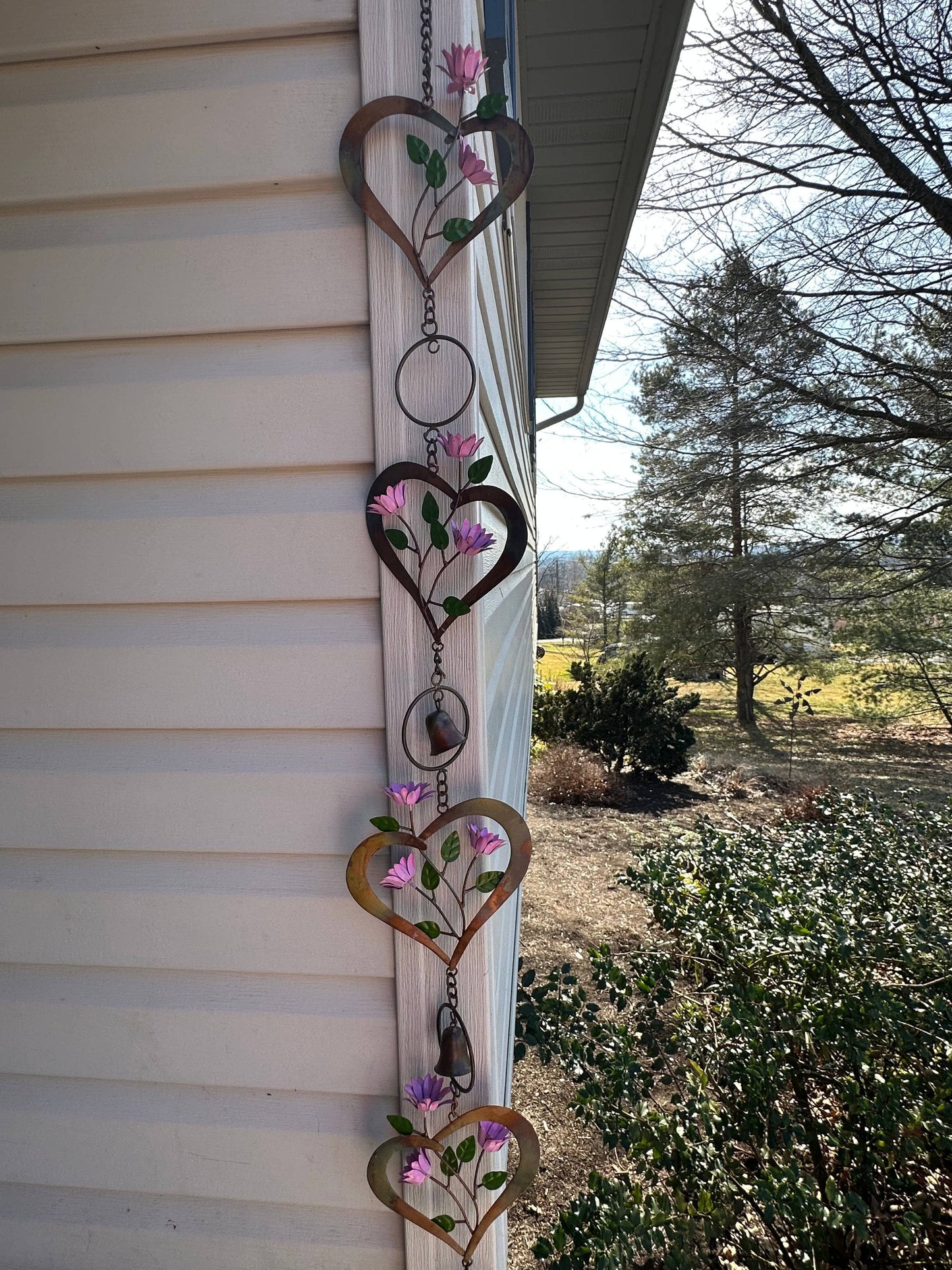 Flowers On Heart Hanging Ornament-Ornaments-Happy Gardens