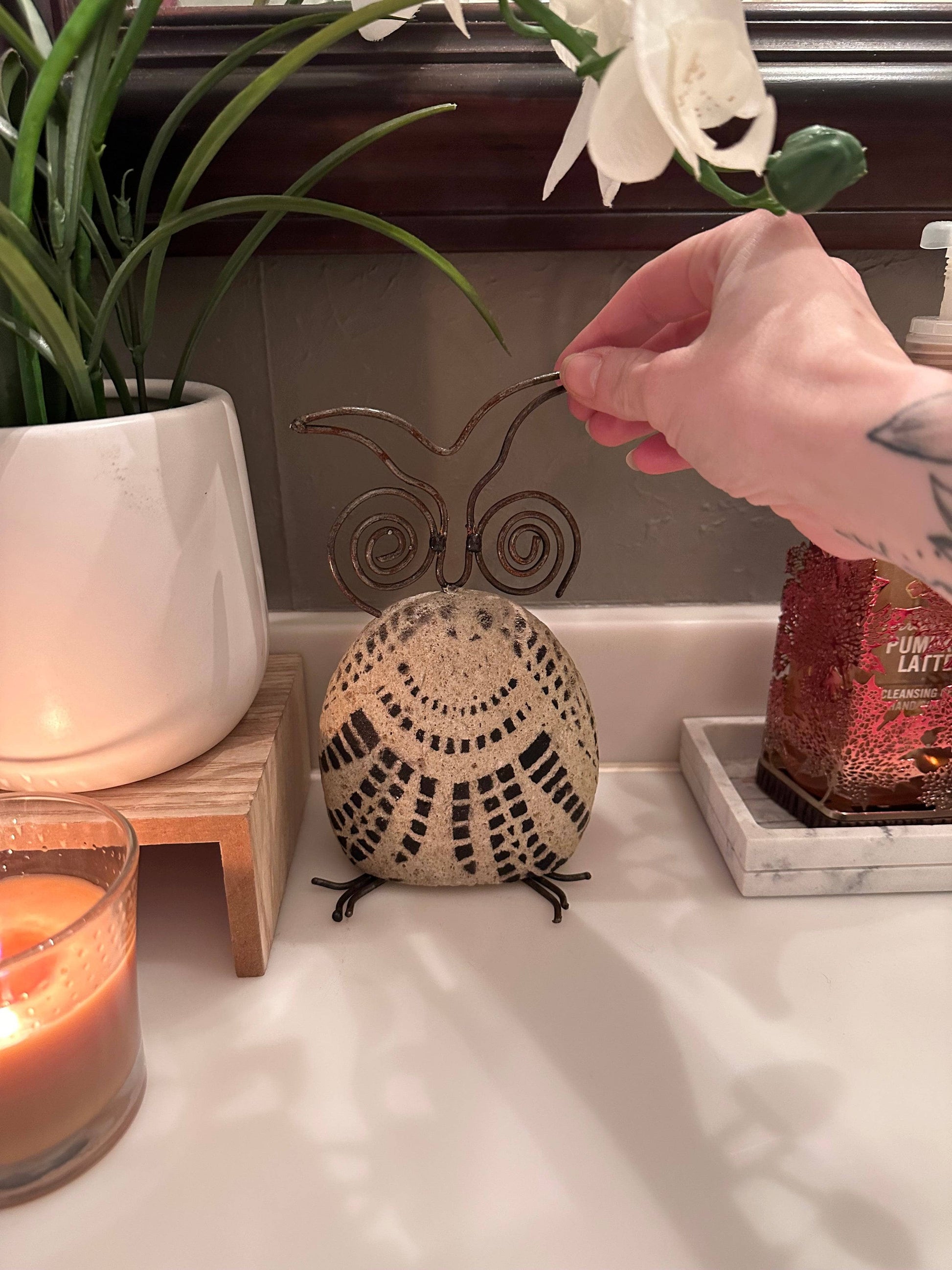 Happy Gardens - Stenciled Owl Garden Statue