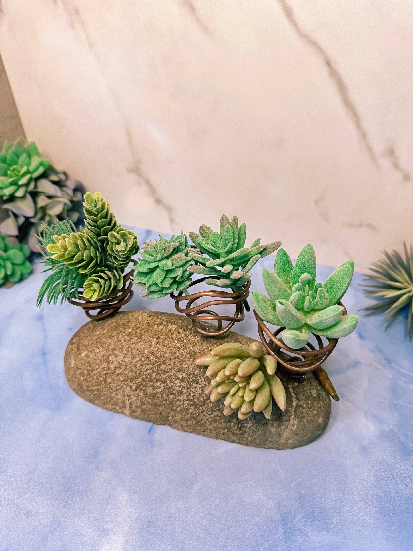Happy Gardens - Triple on Stone Standing Pot Holder