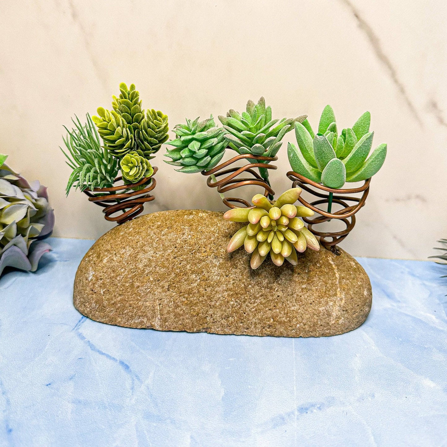 Happy Gardens - Triple on Stone Standing Pot Holder