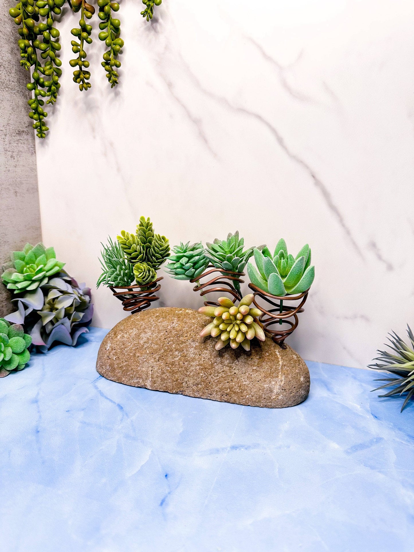 Happy Gardens - Triple on Stone Standing Pot Holder