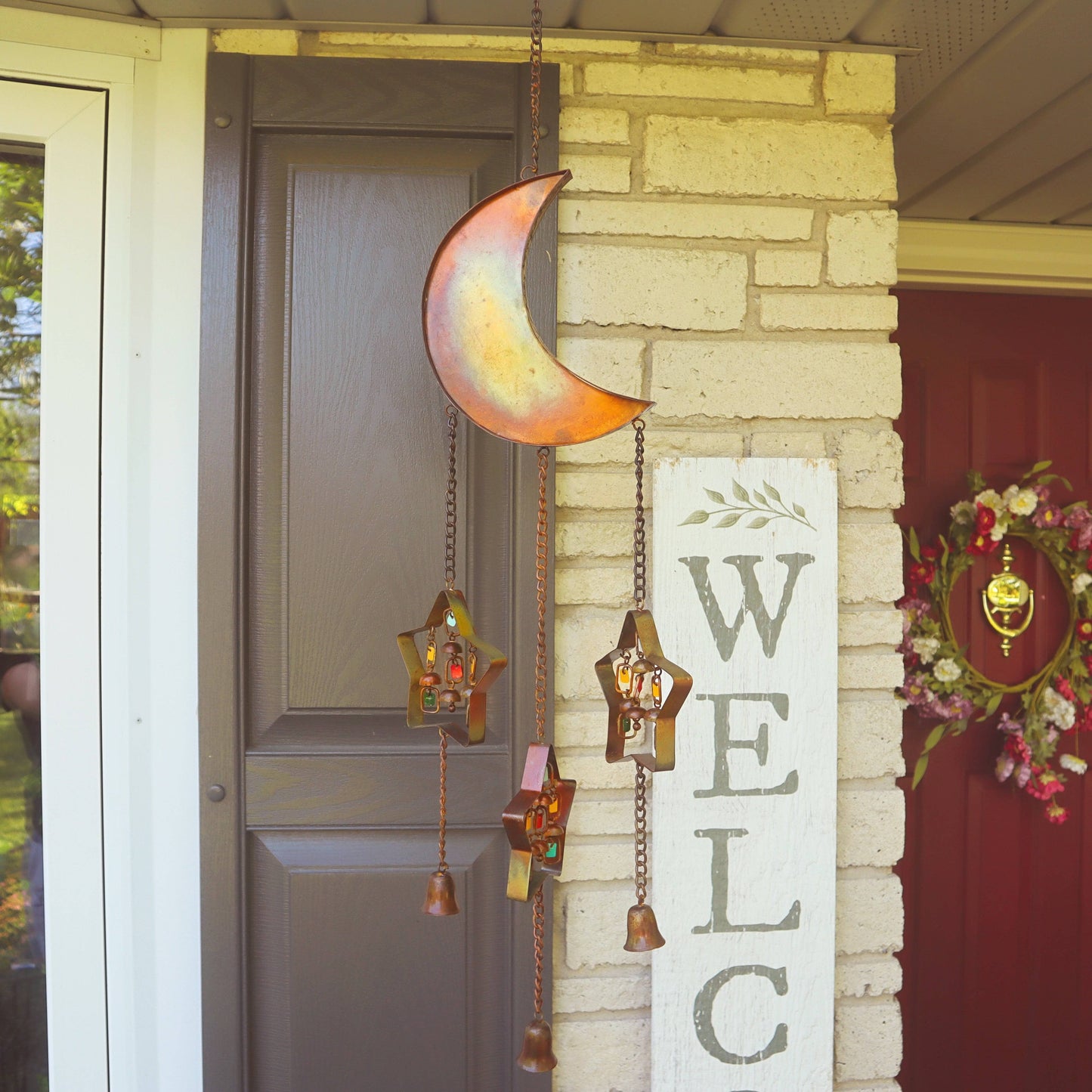 Happy Gardens - Moon and Stars w/Dangles Wind Chime