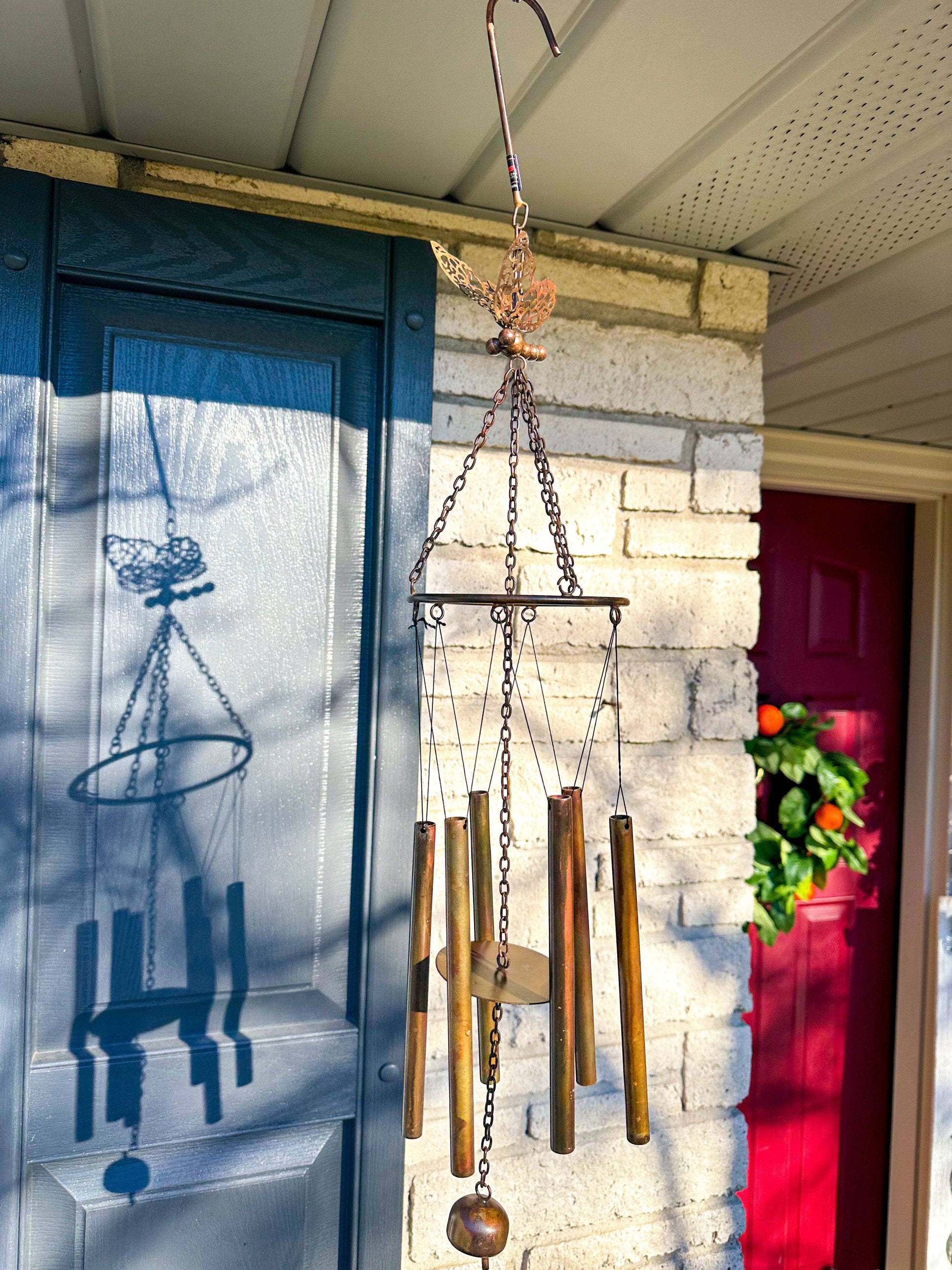 Hanging Butterfly Pipes Wind Chime - Happy Gardens