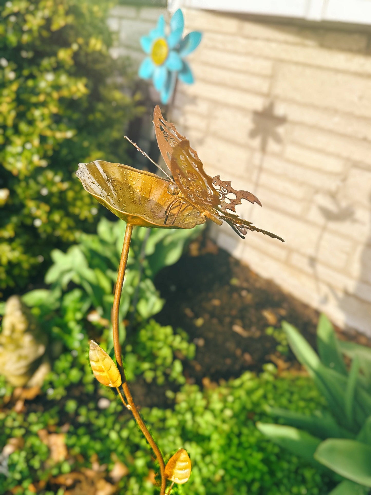 Butterfly On Flower Garden Stake-Garden Stakes & Rain Gauges-Happy Gardens