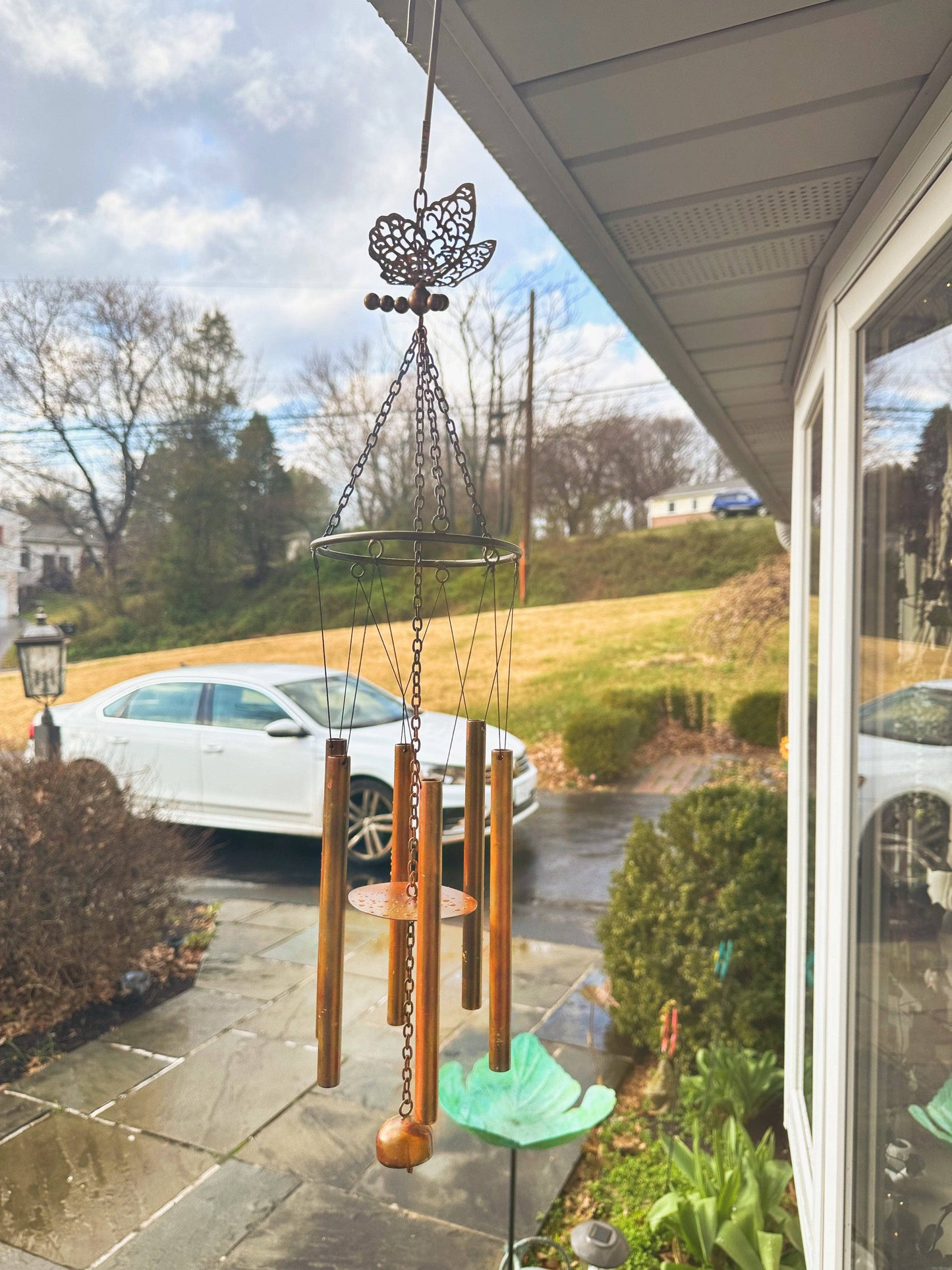 Hanging Butterfly Pipes Wind Chime - Happy Gardens