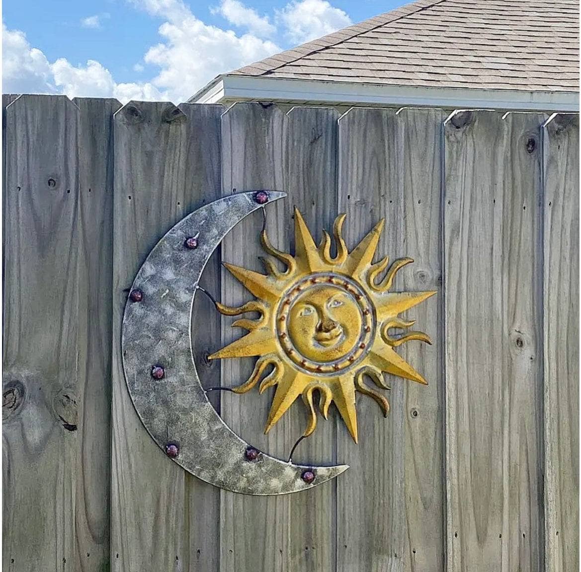 Aztec Sun and Moon Wall Art, Aged Gold - Happy Gardens