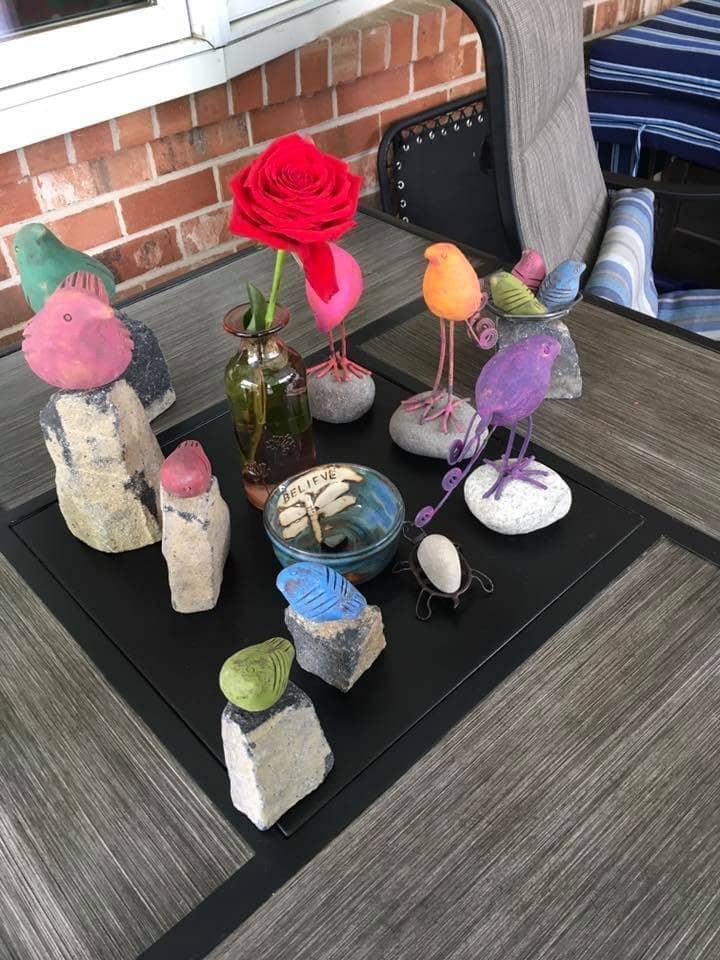 Happy Gardens - Bird on River Stone