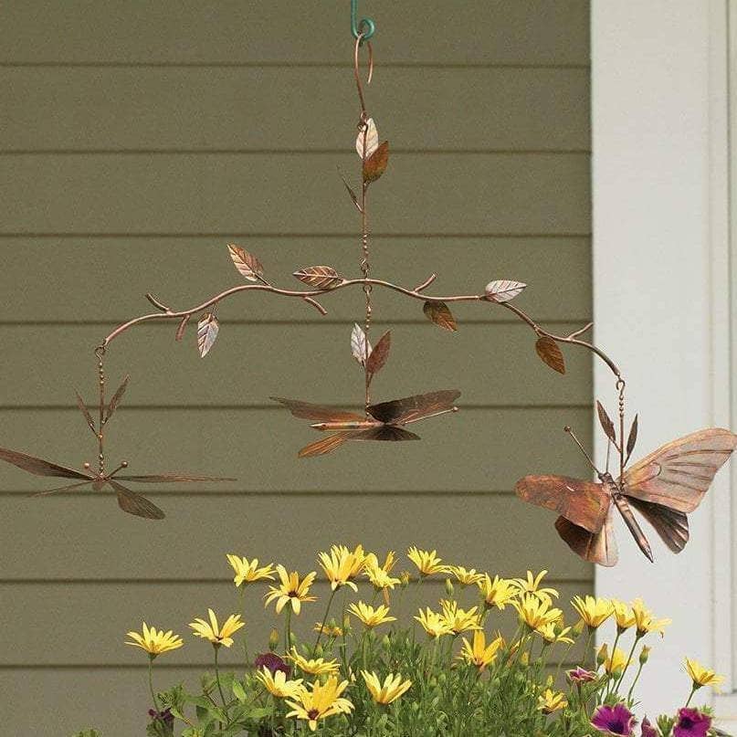 hanging butterfly plants Ancient Graffiti ANCIENTAG1134 Branch Mobile Butterfly Flamed