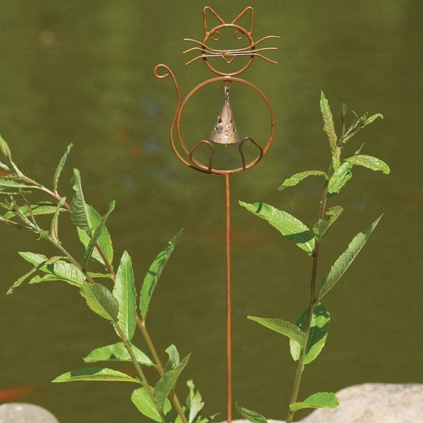 Happy Gardens - Cat with Bell Garden Stake