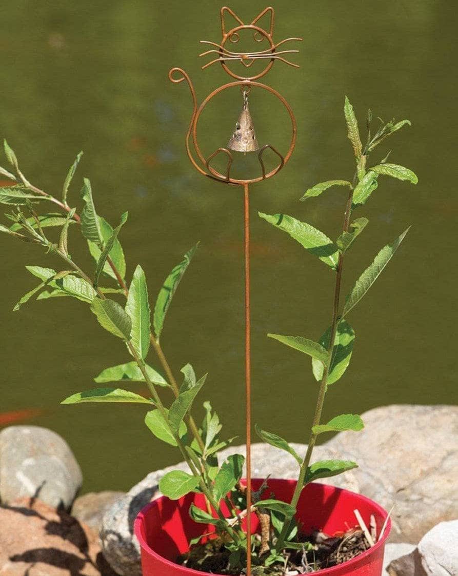 Happy Gardens - Cat with Bell Garden Stake
