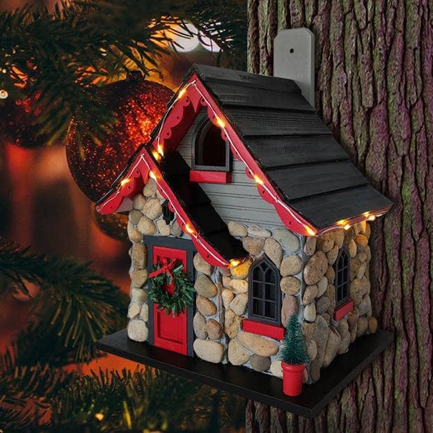 Charlevoix Stone Christmas Cottage with LED lights