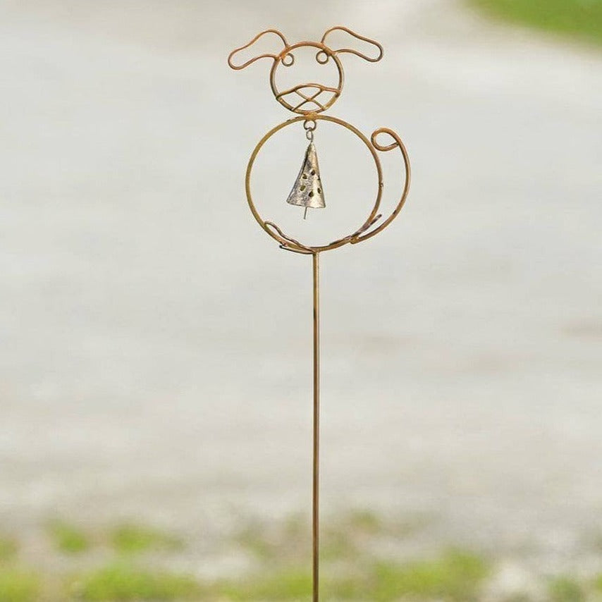 Happy Gardens - Dog with Bell Garden Stake
