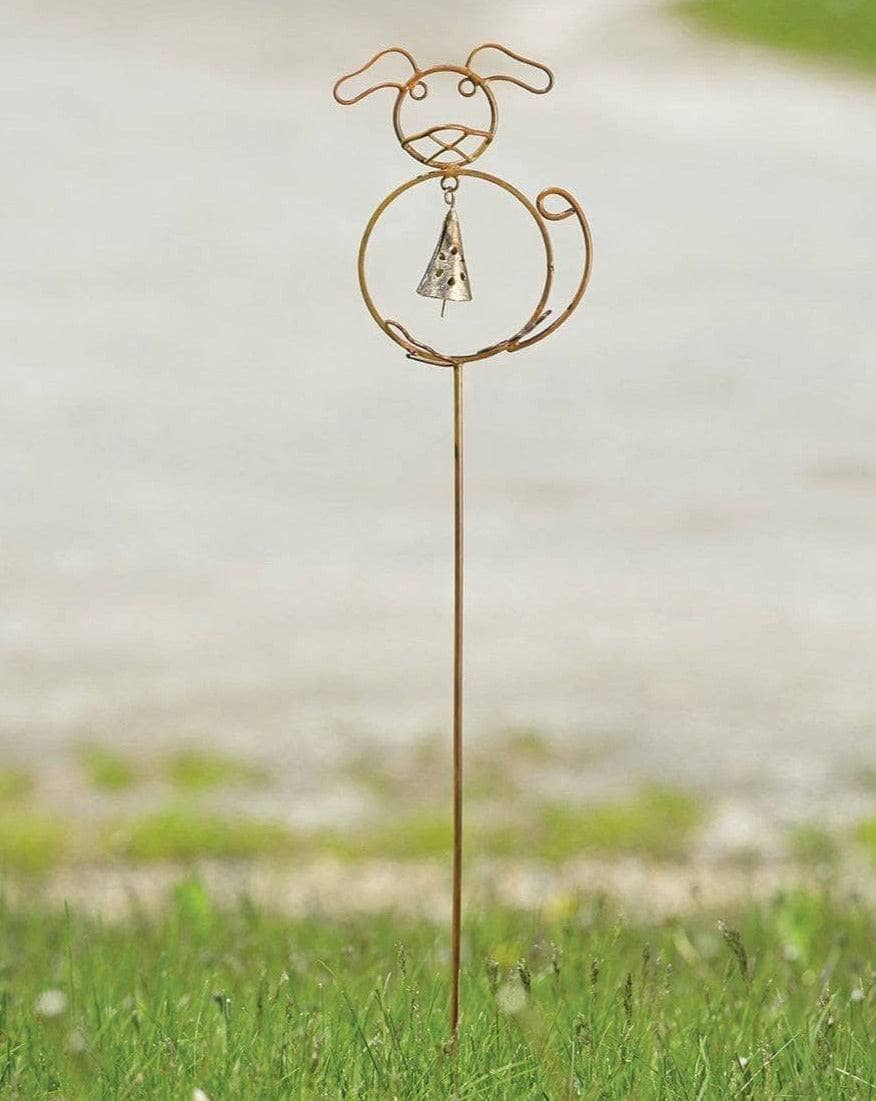 Happy Gardens - Dog with Bell Garden Stake