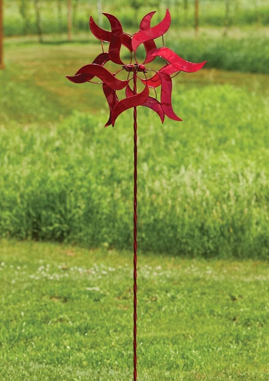 Happy Gardens - Double Angel Wings Red Wind Spinner