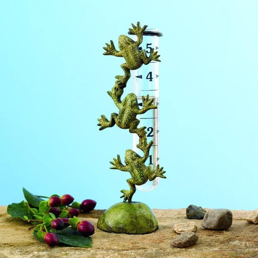 Happy Gardens - Frog Rain Gauge – Cast Brass