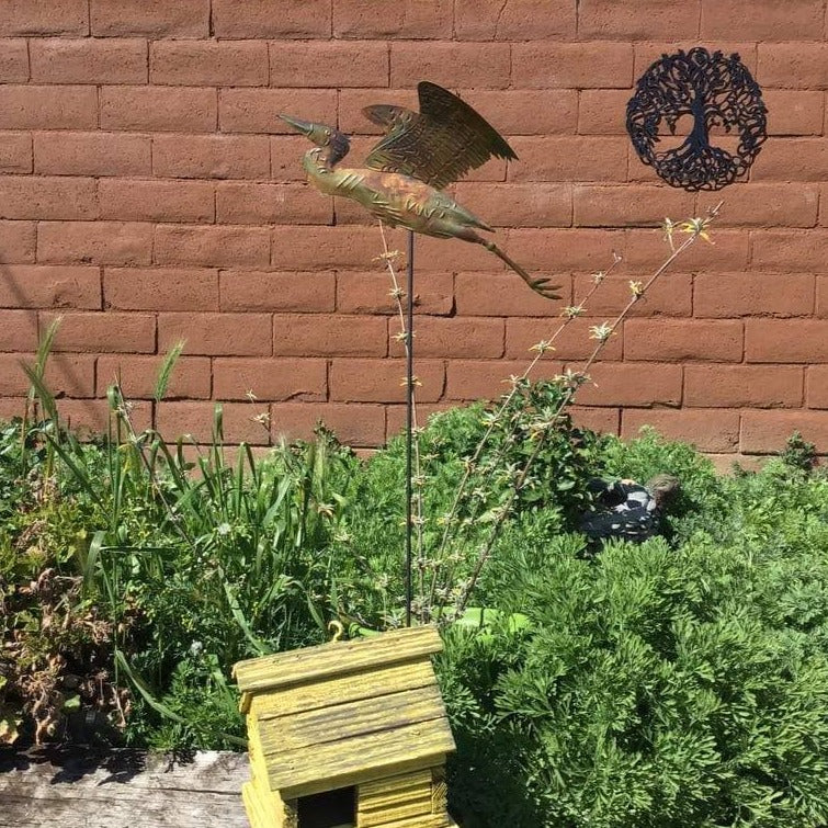 Happy Gardens - Heron Copper Garden Stake