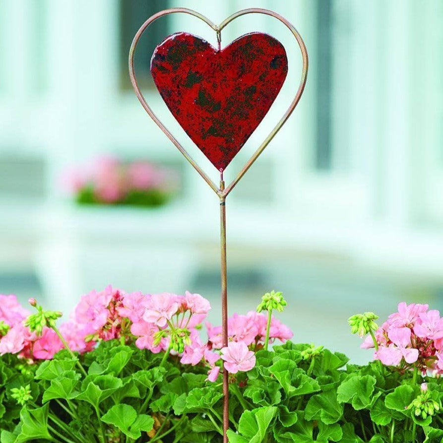 Happy Gardens - Red Heart Disc Garden Stake