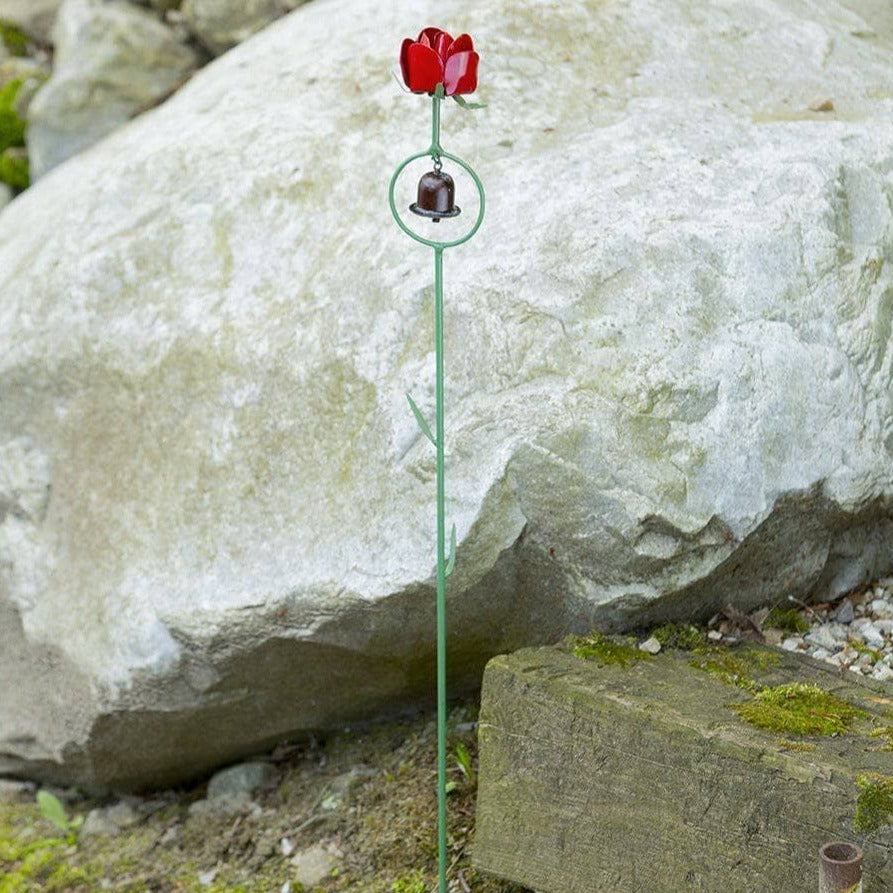 Happy Gardens - Red Rose Garden Stake