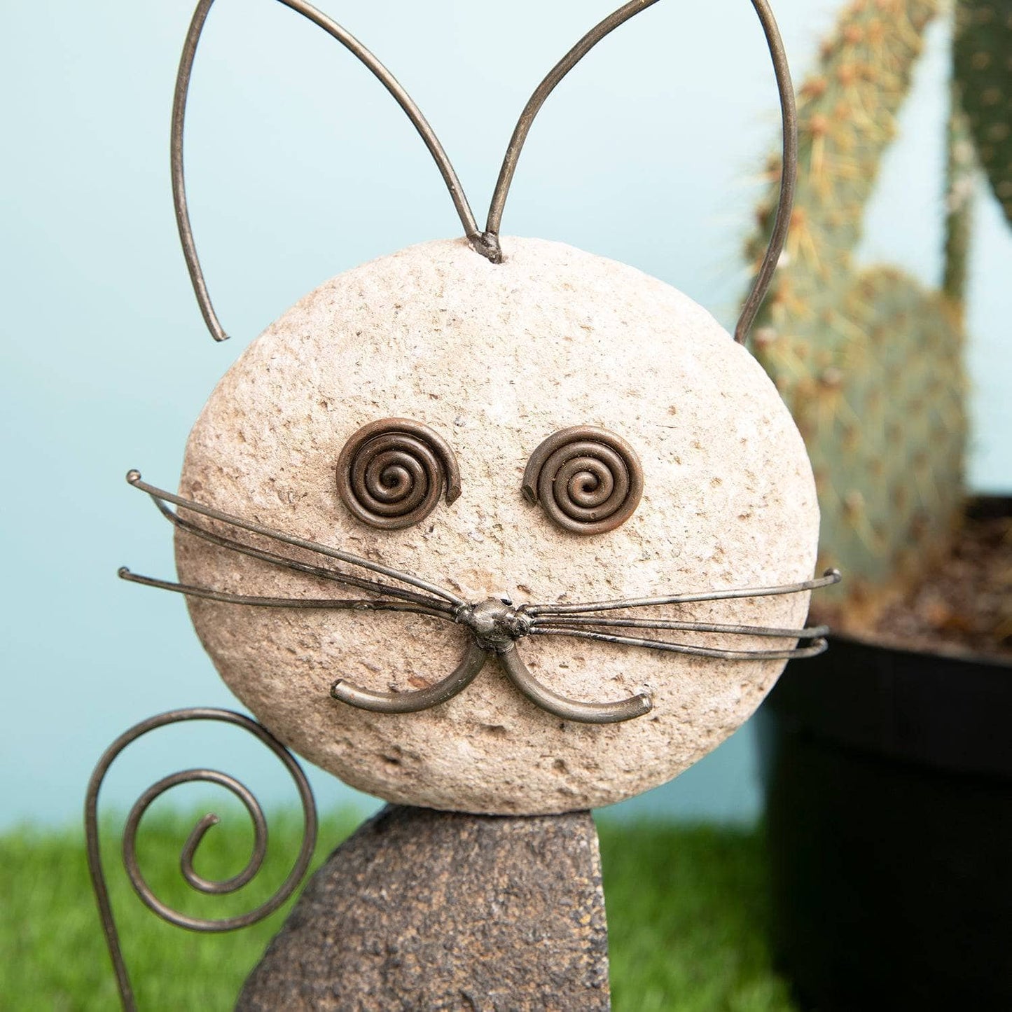 Happy Gardens - Whiskered Cat Garden Statue