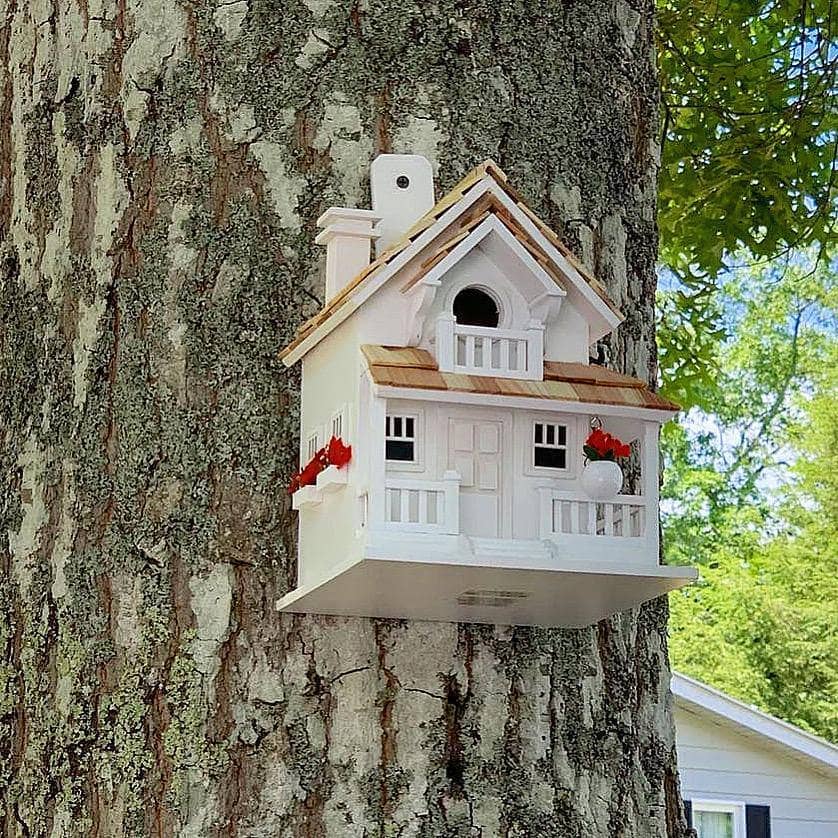 White Veranda Bird House-Happy Gardens