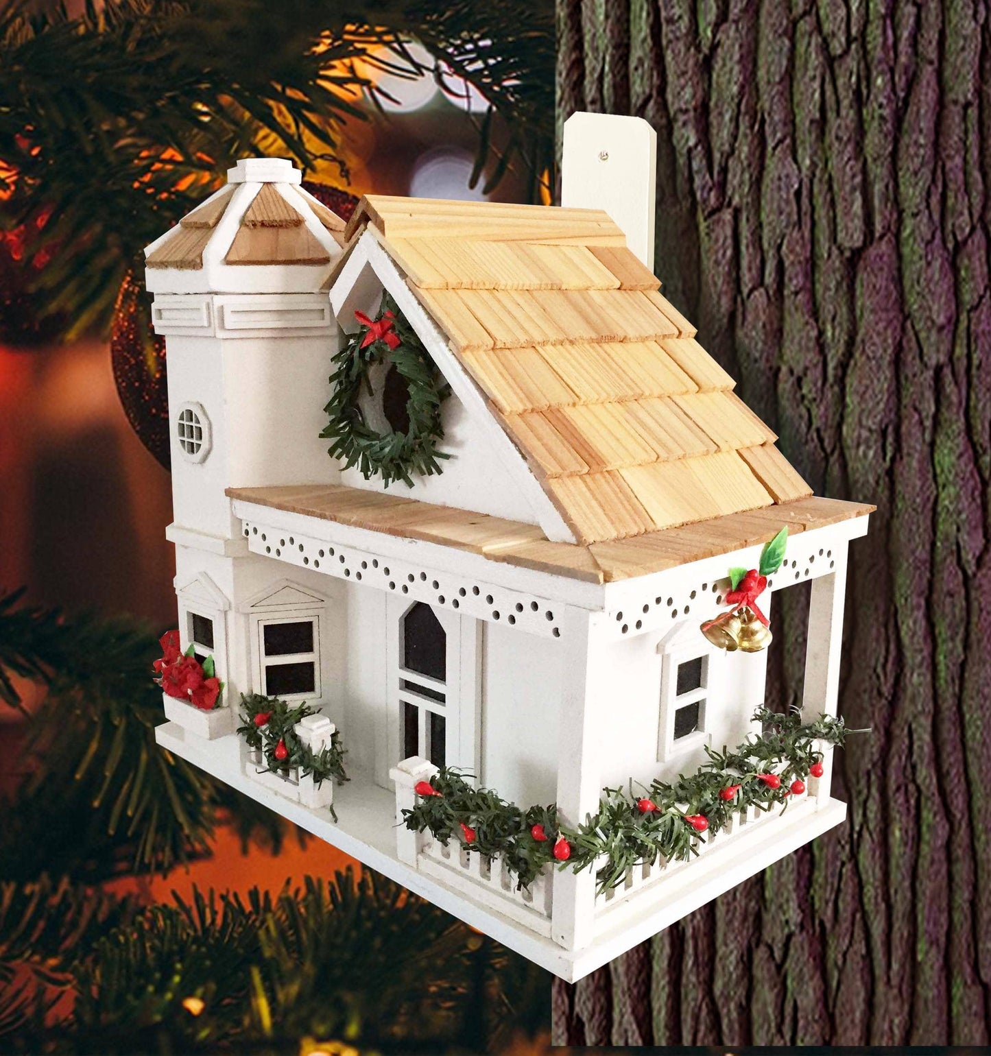 Yuletide Cottage Birdhouse - White