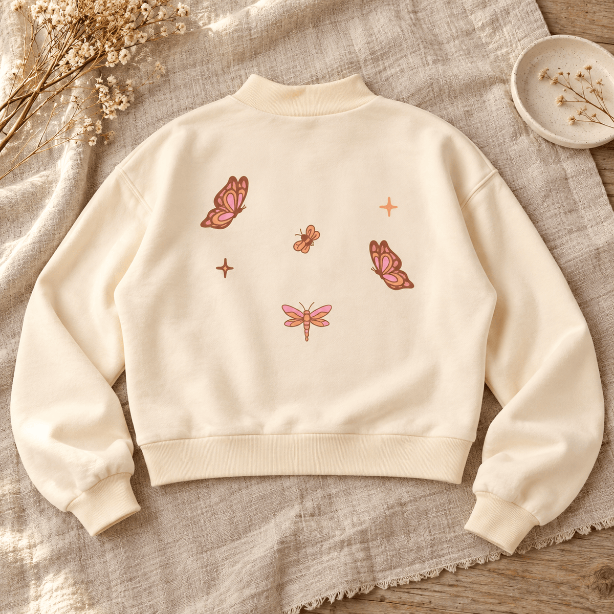 Whimsical Gangster Essential Fleece Mock-Neck Crew Sweatshirt