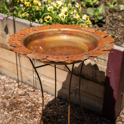 Flamed Leaf Bird Bath-Bird Baths-Happy Gardens