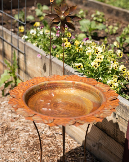 Flamed Leaf Bird Bath-Bird Baths-Happy Gardens