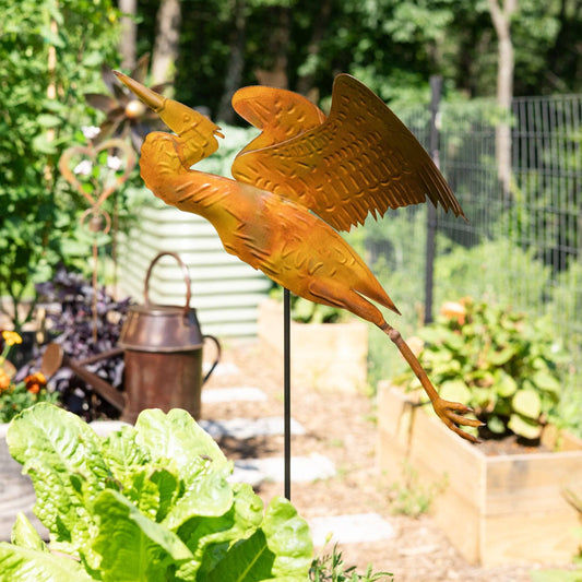 Happy Gardens - Heron Copper Garden Stake