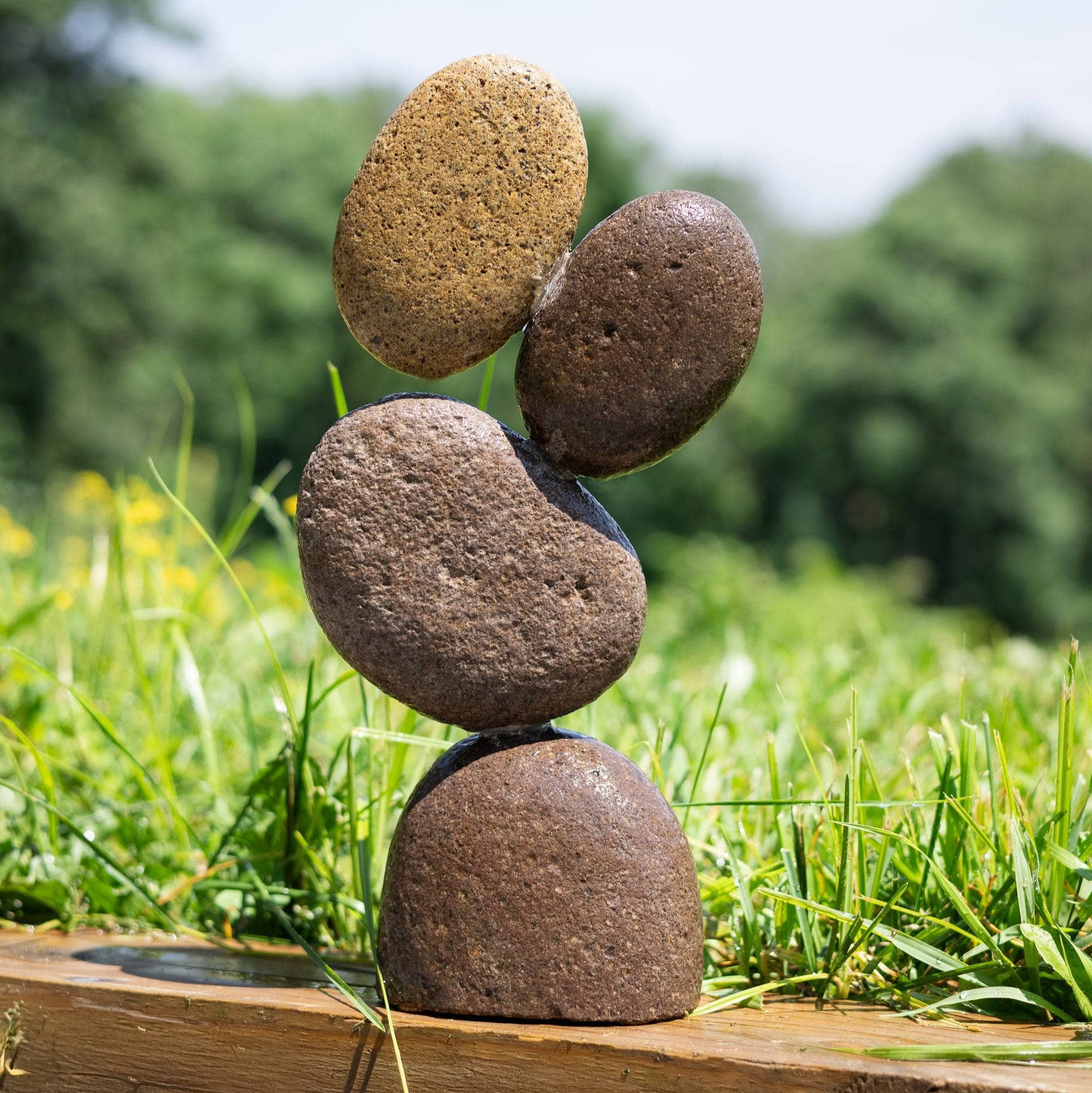 13” Flat Stone Cairn - Happy Gardens