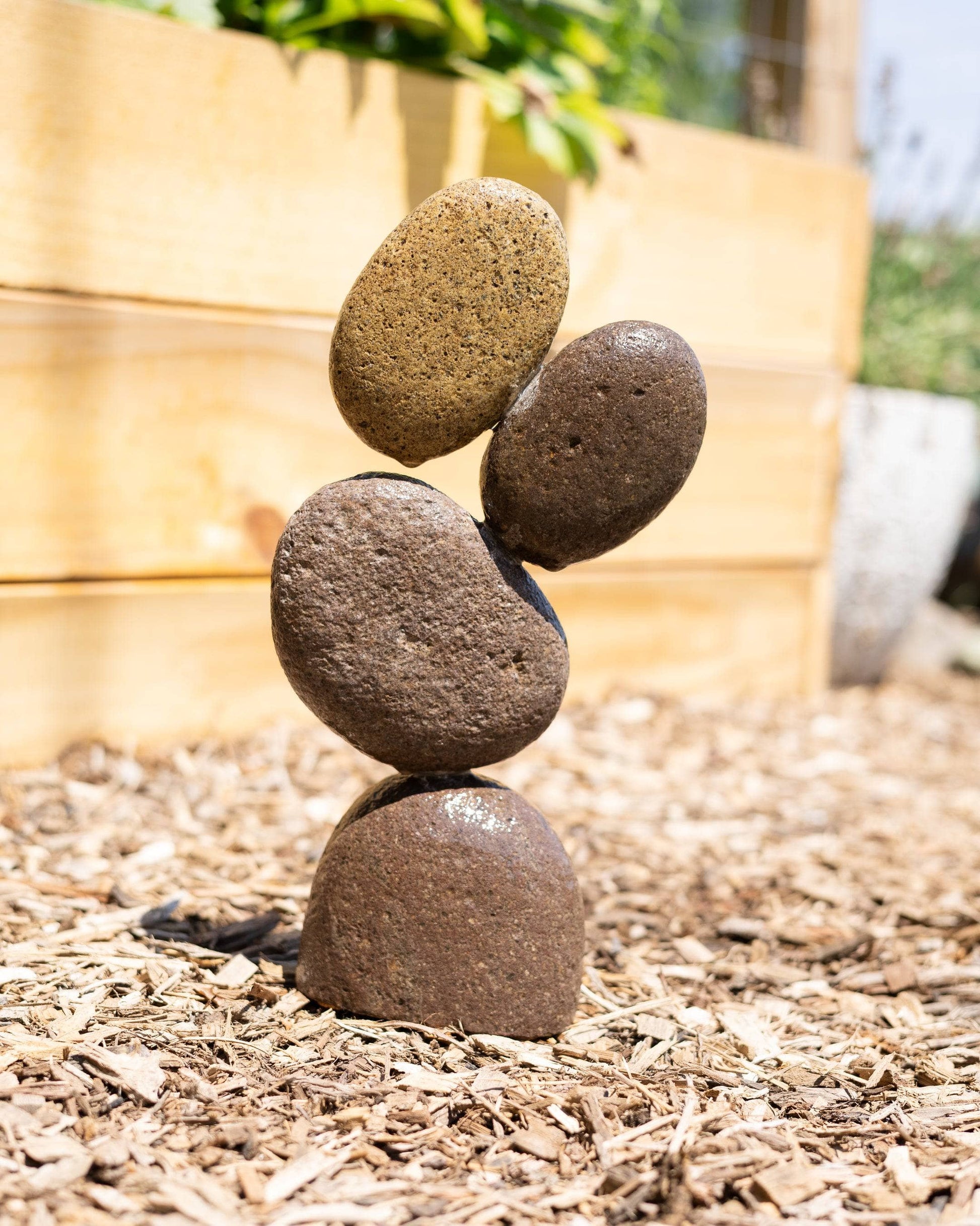 13” Flat Stone Cairn - Happy Gardens