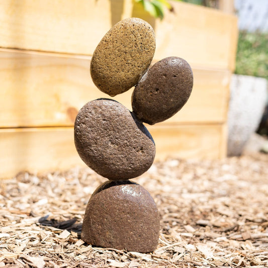 13” Flat Stone Cairn - Happy Gardens