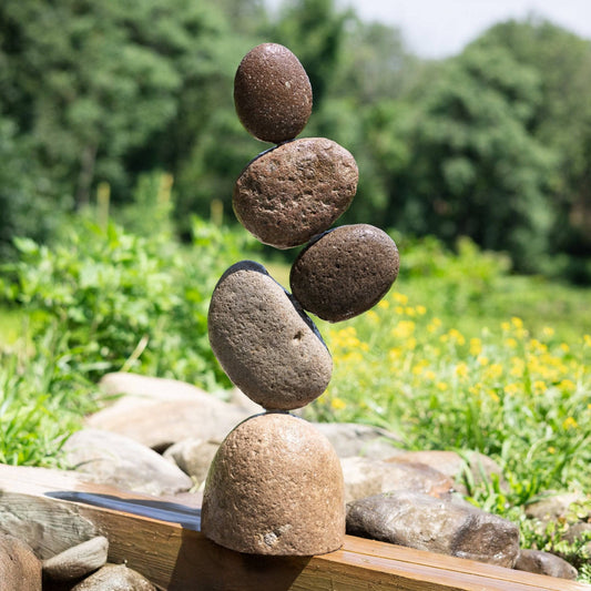 19” Flat Stone Cairn - Happy Gardens