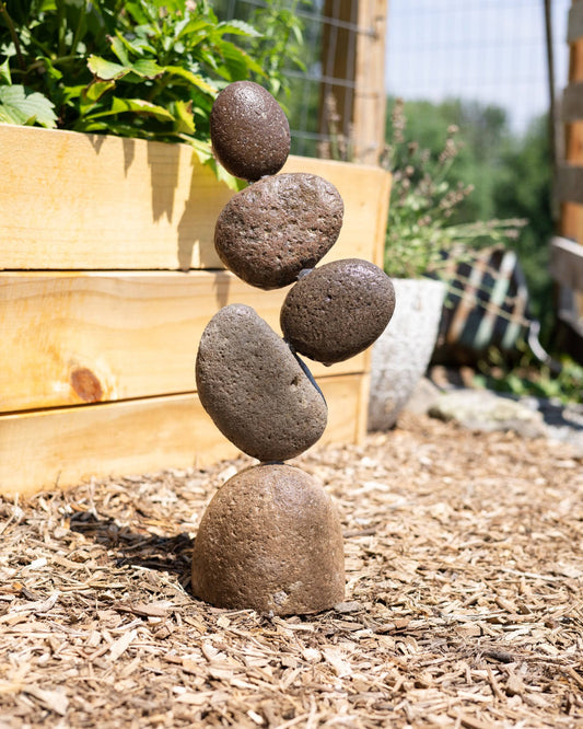 19” Flat Stone Cairn - Happy Gardens