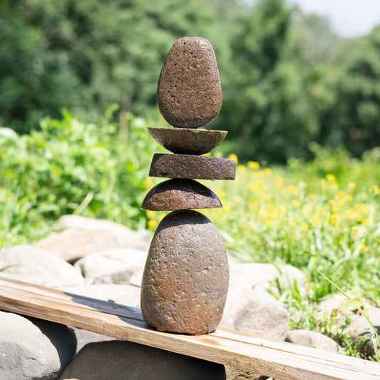 15” Stylized Stone Cairn - Happy Gardens