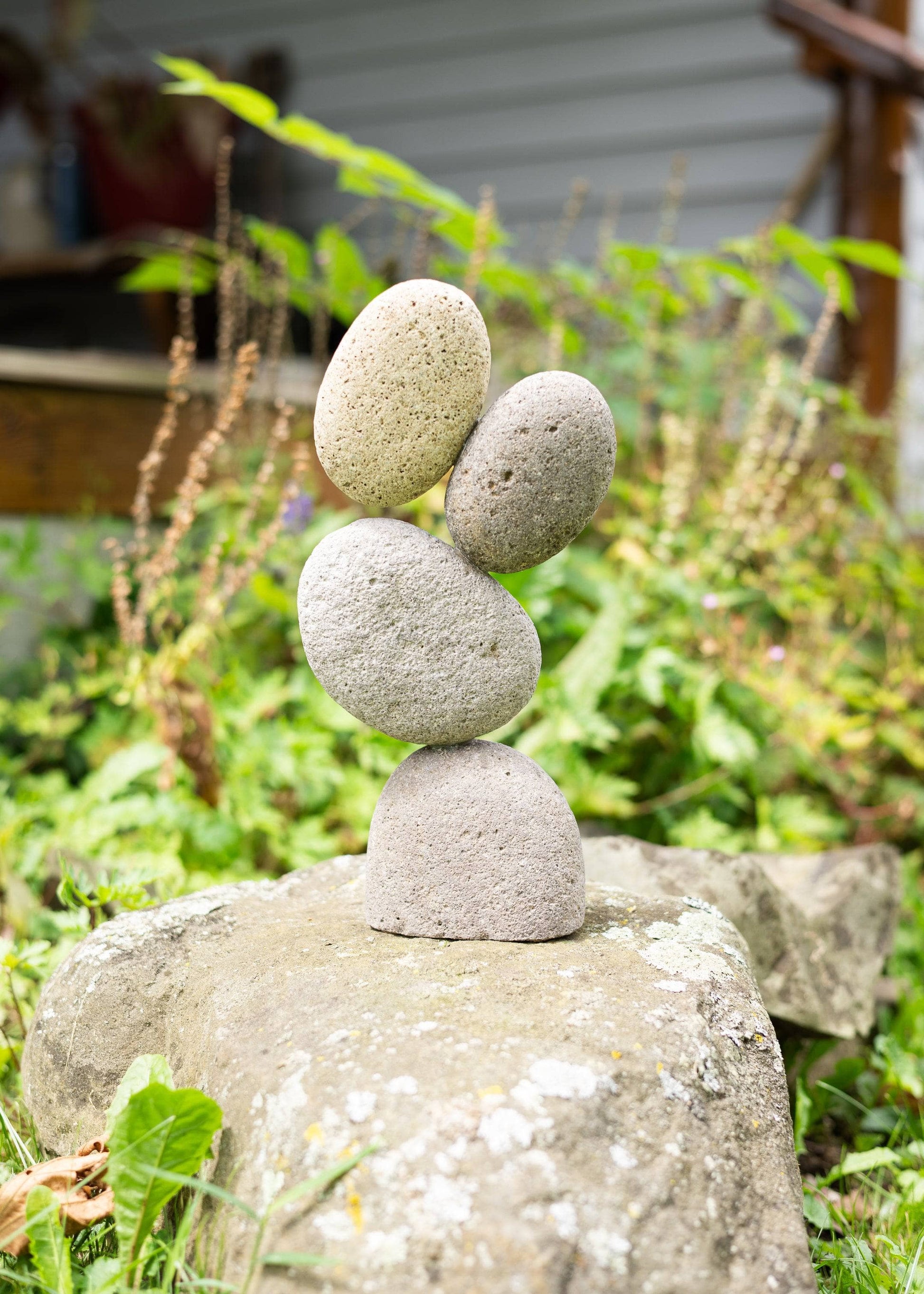 13” Flat Stone Cairn - Happy Gardens