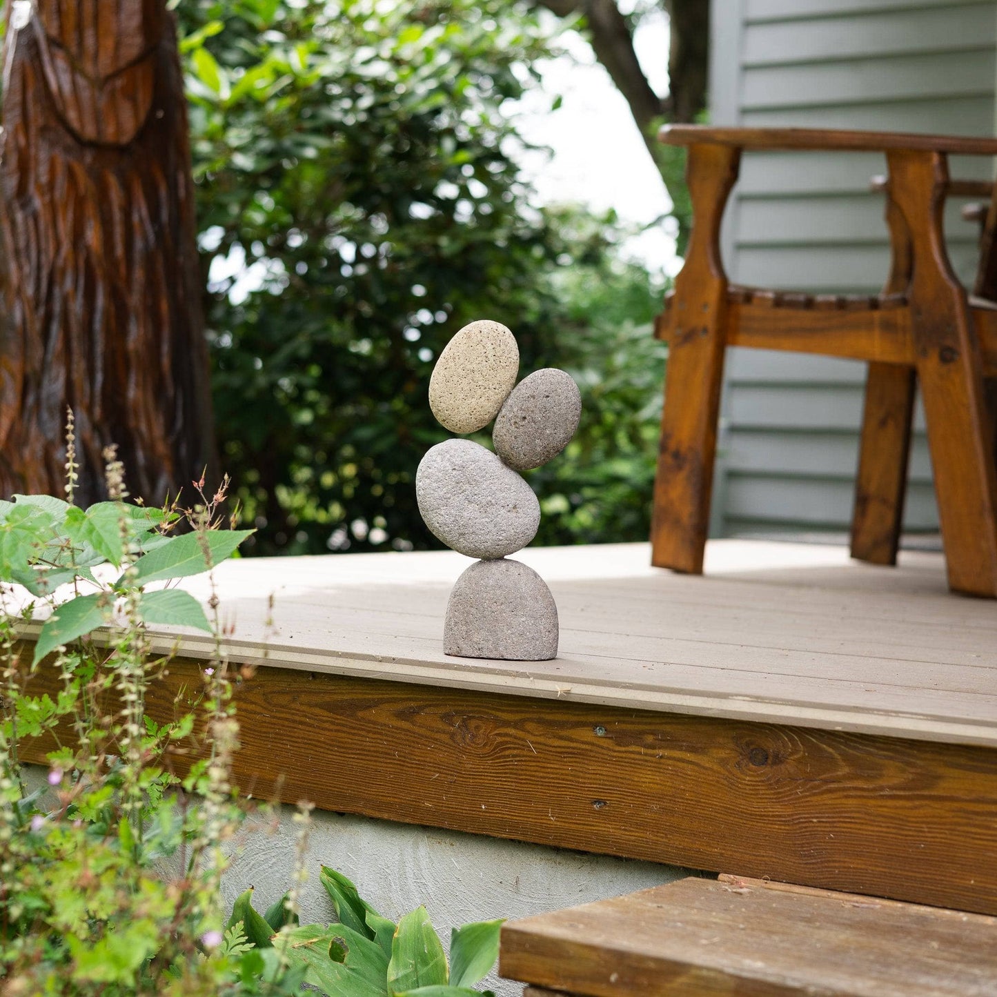13” Flat Stone Cairn - Happy Gardens